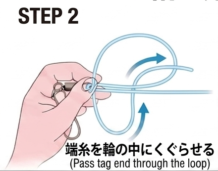 STEP 2:端糸を輪の中にくぐらせる