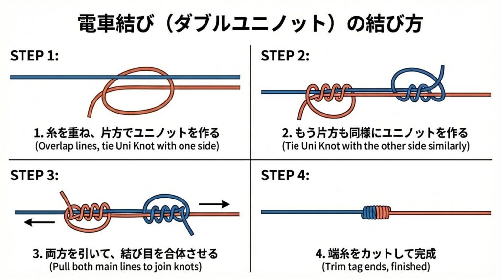 電車結び（ダブルユニノット）